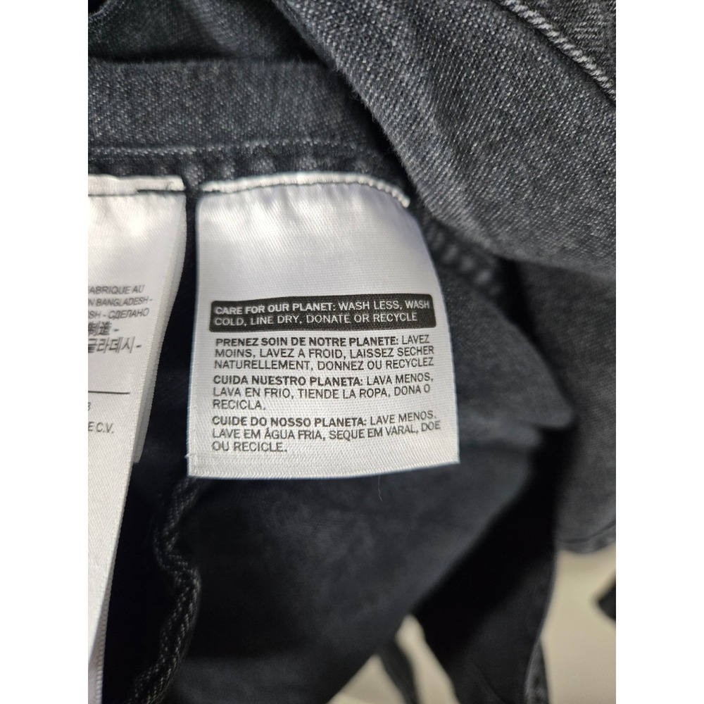 Levis Mens Hooded Denim Parka Jacket Faded Black Cotton Utility Coat Large - Picture 13 of 16